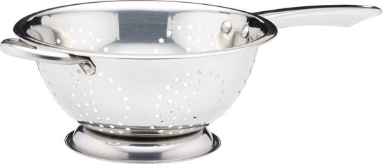 Kitchen Craft vergiet met handvat 24 cm RVS zilver