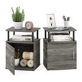 Furinno JAYA Utility Design bijzettafel, bijzettafel, nachtkastje, Frans eiken/zwart, 2-pack