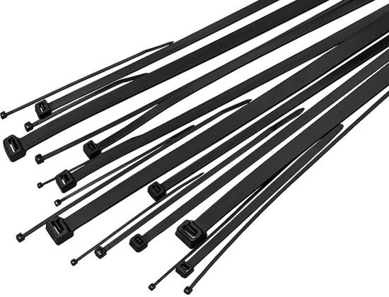 ABC-LED Hersluitbare kabelbinders Tie-Wraps 250 x 7.6mm zwart