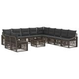 vidaXL Tuinbank Set 12 st Grijs poly rattan