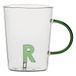 LA PORCELLANA BIANCA Mok letter 'R' van borosilicaatglas, inhoud 400 cc, collectie Allalettera