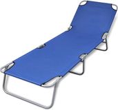 VidaXL Ligbed inklapbaar gepoedercoat staal blauw