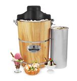 Elite Gourmet EIM916 IJsmachine, traditioneel, elektrisch, vintage emmer van appalachenhout, klassieke gegoten handslinger als bonus, gebruikt steenzout, roert ijs in enkele minuten, grenen, 6,82 l