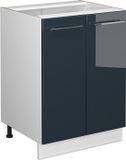 Vicco Fame-Line Keukenkasten – 60 cm, WB Eik Donkerblauw hoogglans