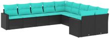 vidaXL Loungeset 10-delig met kussens Poly Rotin Noir
