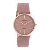 OOZOO Vintage series - rosé goudkleurige horloge met oud roze leren band - C20201 - Ø32