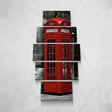 Homemania Afbeelding Londen, 5 steden en landschappen per woonkamer, meerkleurig, 100 x 3 x 60 cm, HM205PKNV-47, polyester, hout