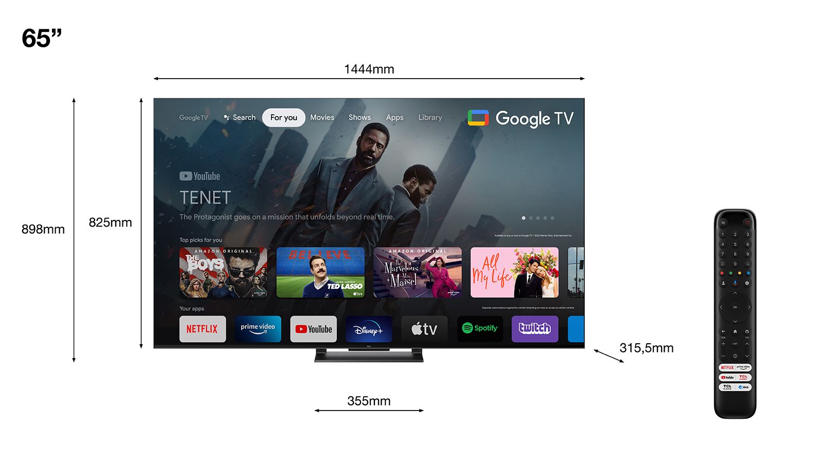 TCL C749 / QLED screen / 65 inches / 2023