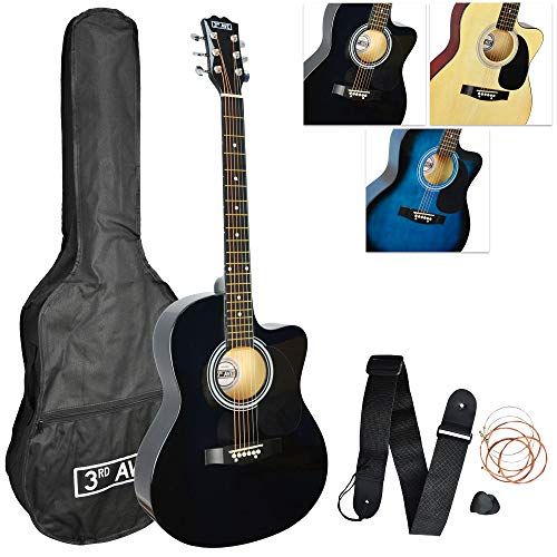 3rd Avenue 4/4 formaat Cutaway akoestische gitaar voor beginners - Zwart