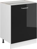 Vicco Keukenonderkast R-Line, Zwart hoogglans/Wit, 60 cm