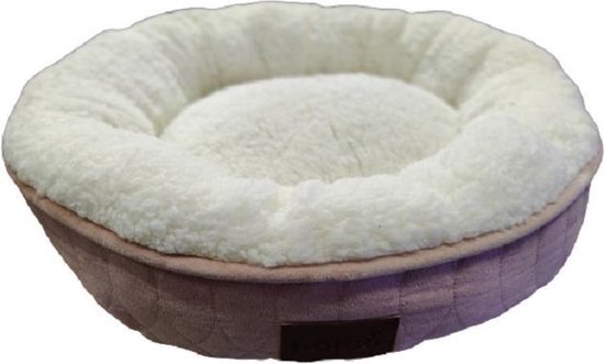 I-cigo warme, zachte en comfortabele hondenmand, kattenmand. Roze 53x14 cm. Ronde mand roze, Creme