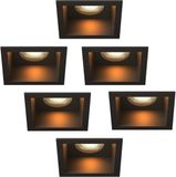 LEDVION – 6x LED Inbouwspot Vierkant 85x85mm – Zwart – Dimbaar – GU10 – 2700K – 3W – IP20