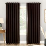 Sun Zero Belize 2-Pack Magnetische Sluiting Geplooide Look Theater Grade 100% Verduisterend Terug Tab Gordijnpaneel Paar, 52" x 63", Chocoladebruin
