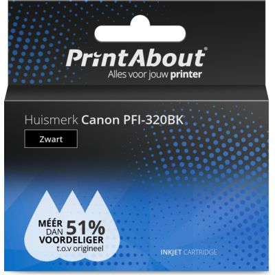 PrintAbout Huismerk Canon PFI-320BK Inktcartridge Zwart Hoge capaciteit
