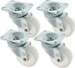 AMIG zwenkwiel/transportwiel - 4x - D60mm - polyamide - 60kg draagvermogen - wit