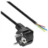 Akyga Netsnoer AK-OT-01S koperdraad 3 x 1,5 mm² geaarde stekker type E+F (CEE 7/7, hoekig) aan gestripte uiteinden, stroomkabel voor confectioneren, 1,5 m, zwart