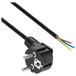 Akyga Netsnoer AK-OT-01S koperdraad 3 x 1,5 mm² geaarde stekker type E+F (CEE 7/7, hoekig) aan gestripte uiteinden, stroomkabel voor confectioneren, 1,5 m, zwart