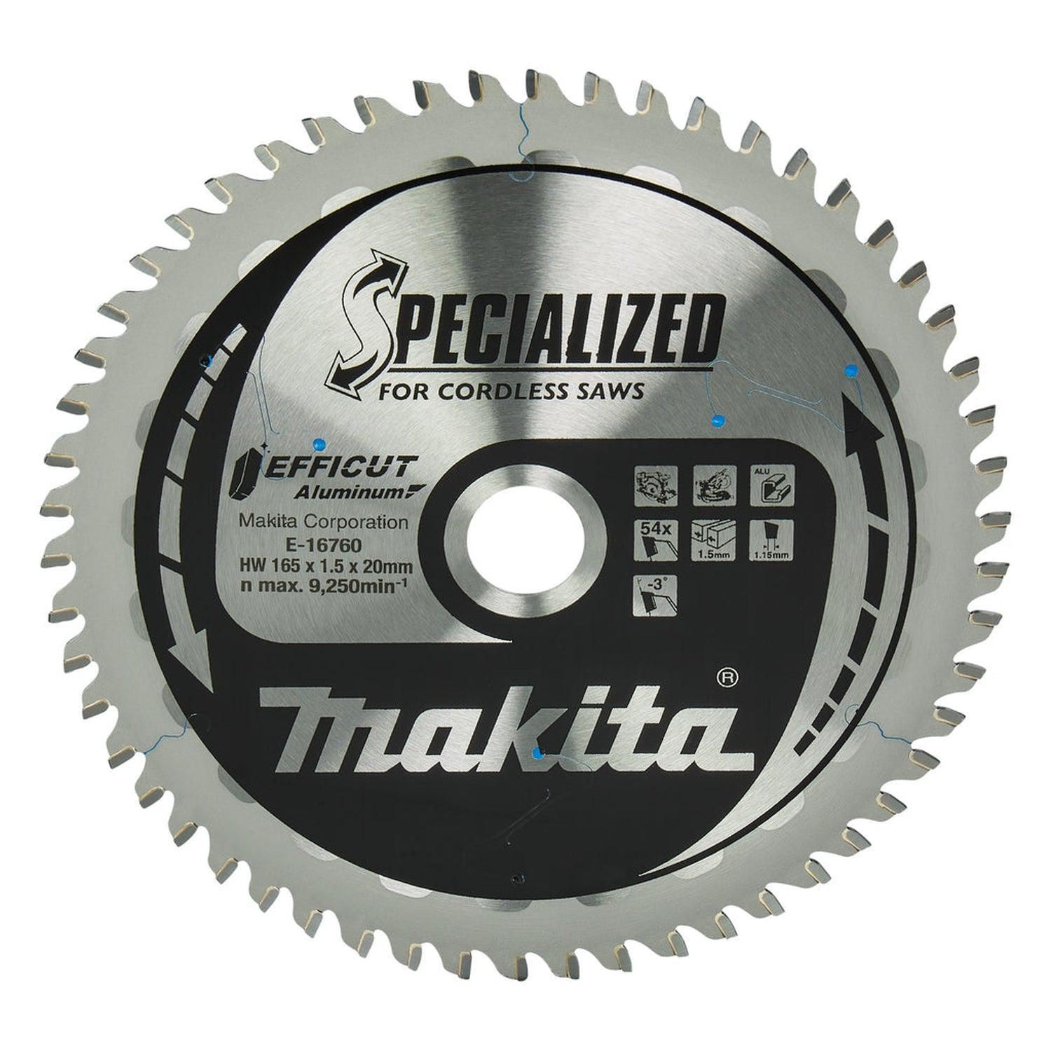 Makita E-16760 Cirkelzaagblad voor Aluminium | Specialized | Ø 165mm Asgat 20mm 54T