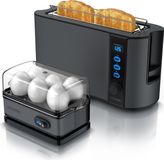Arendo ontbijtset, 2-delig, met lange broodrooster FRUKOST en eierkoker SIXCOOK, cool grey