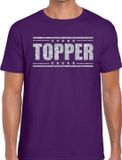 Bellatio Decorations Shoppartners Bv Paars Topper shirt in zilveren glitter letters heren 2XL