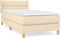 vidaXL Boxspring met matras stof crèmekleurig 90x190 cm
