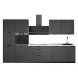 Vicco Complete keukeneenheid Fame-Line, Donkergrijs/Antraciet, 340 cm, WB Marmer