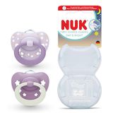 NUK First Choice Classic Night Fopspenen | 6-18 Maanden | Orthodontische Fopspenen die in het Donker Gloeien | 95% Baby Acceptatie** | Paars | 2 Stuks