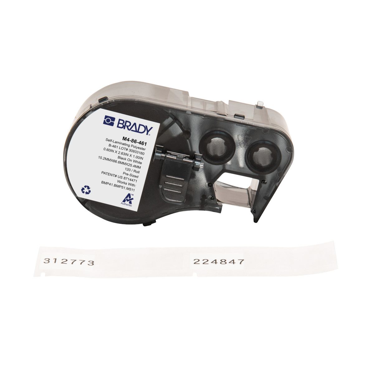 Brady M4-86-461 Black/White Polyester Self-adhesive Printer Label
