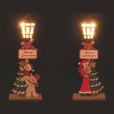 Set Hout Kerstlantaarns Set van 2 LED Hout 45 cm Decoratie met Letters Kerstmis