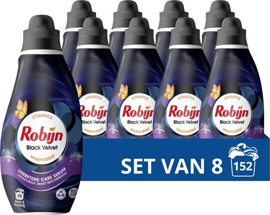 Robijn Klein &amp; Krachtig Classics Vloeibaar Wasmiddel - Black Velvet - met Care Serum - 8 x 19 wasbeurten