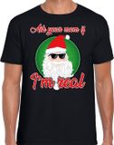 Bellatio Decorations Shoppartners Bv Fout Kerst t-shirt - cool santa / kerstman - Ask your mom if I am real - zwart voor heren - kerstkleding / kerst outfit XXL