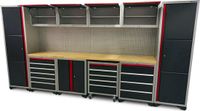 HBM 16-Delig Deluxe Professioneel Modulair Werkplaats Systeem - Zwart/Rood