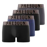 FREEGUN Nauwsluitende boxershorts voor heren (4 stuks), zwart