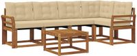 vidaXL Hoekbank set 6-delig Natuurlijk en Beige Acacia Hout