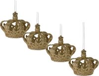 Koopman International Décoration de Noël ornements couronnes - 4x - champagne - 7,5 cm