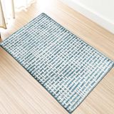 Comart Dastan d'Arredo Tapijt voor woonkamer, badkamer, slaapkamer, Berberstijl, lijnpatroon, lichtblauw en wit, 60 x 90 cm