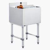 VEVOR Catering Ijscontainer 46,7 Liter, Roestvrijstalen Onderbouw Ijscontainer 455 X 455 X 850 mm met Schuifdeksel, Flessenhouders en Verstelbare Poten, voor Bar, Restaurant en Café, Nsf-Gecertificeerd