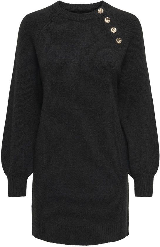ONLY - ONLEMMA LIFE LS BUTTON ONEC DRESS CC KNT - Black - Women - Mini Dress - Size S