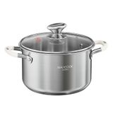Maxcook Marmite à soupe en acier inoxydable 304 avec poignées en silicone et fond renforcé 20 cm 3,2 L (avec couvercle en verre)