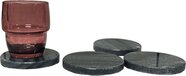 Hakal Marmeren Onderzetters - Zwart - Rond - 4 stuks