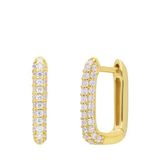 Lucardi Dames Zilveren goldplated ovalen oorringen met zirkonia - Oorbellen - 925 Zilver - Goudkleurig