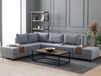 Flipper Canapé d'angle convertible avec méridienne gauche tissu gris avec poufs