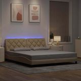 vidaXL Bedframe met LED-verlichting, zonder matras, crème, 180x200 cm, stof