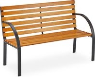 Merkloos Relaxdays Tuinbank Hout Tweezits 84 x 122 x 60 cm Lichtbruin/Zwart