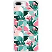 iPhone 8 Plus Flamants Roses géométrique bedrukt siliconen hoesje