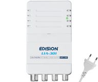 EDISION LIA-301 Binnenversterker UHF/VHF, 5-20 dB, verstelbaar, 98 dBmV, voor digitale terrestrische DVB-T/T2, met 5G LTE-filter, 1 ingang, 3 uitgangen, CEI-stekker