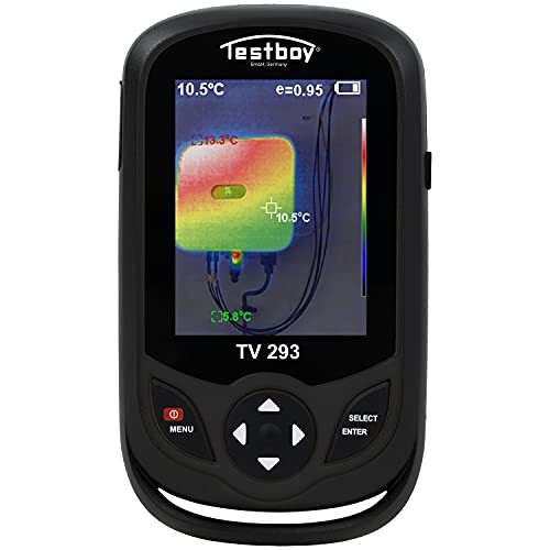 Testboy TV 293 IR warmtebeeldcamera, digitale camera met beeldoverlapping (geïntegreerd kleurendisplay, geïntegreerd flash-geheugen met micro-USB-interface, instelbare emissiegraad), zwart