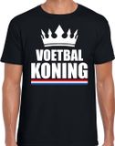 Bellatio Decorations Shoppartners Bv Zwart voetbal koning shirt met kroon heren - Sport / hobby kleding M