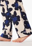 SCHIESSER Pyjama lang Dames navy gebloemd 50% Modal, 50% Katoen