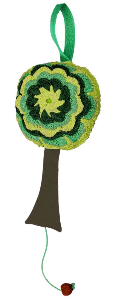 Taftan Muziekdoosje Haakwerk Huisje Boompje Groen - 10 cm